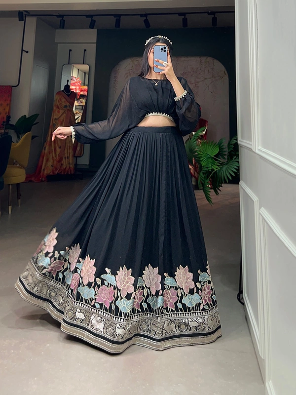 Antique Fashion  A touch of embroidery a dash of grace   our co-ord set epitomizes the essence of timeless elegance - Black