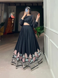 Antique Fashion 1 A touch of embroidery a dash of grace   our co-ord set epitomizes the essence of timeless elegance - Black