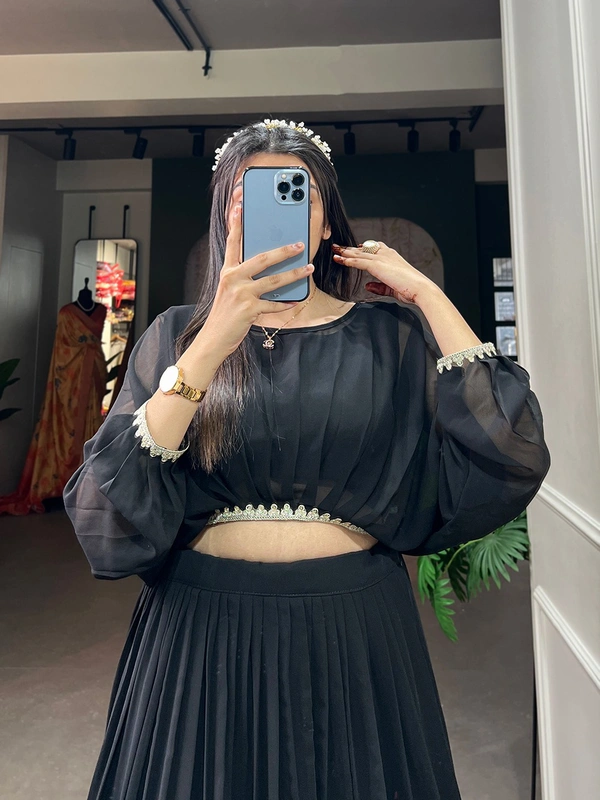 Antique Fashion  A touch of embroidery a dash of grace   our co-ord set epitomizes the essence of timeless elegance - Black
