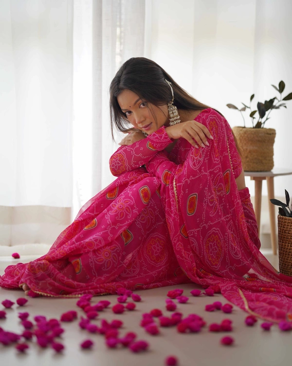 Antique Fashion  *READY TO WEAR PREDRAPPED REAY TO WEAR SAREE LIGHTWEIGHT CHIFFON FABRIC* - X's (34), pink