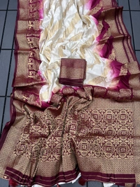 Antique Fashion 1 Exclusive heavy silk for  summer collection heavy viscose raw silk pattern  pattern in Banarsi zari weave - maroon