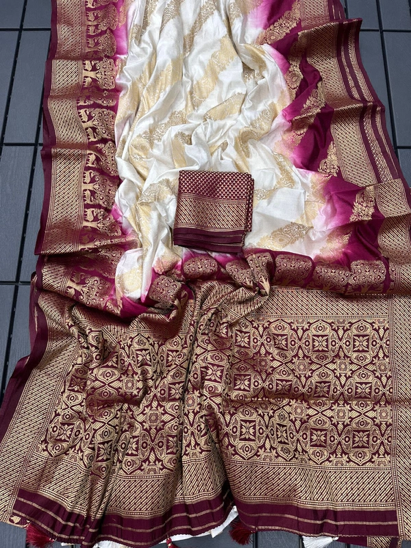 Antique Fashion  Exclusive heavy silk for  summer collection heavy viscose raw silk pattern  pattern in Banarsi zari weave - maroon