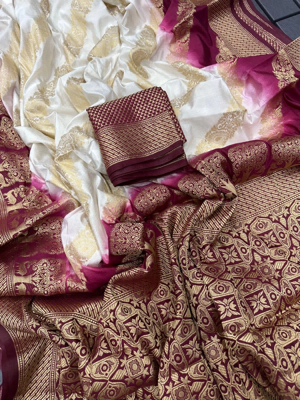 Antique Fashion  Exclusive heavy silk for  summer collection heavy viscose raw silk pattern  pattern in Banarsi zari weave - maroon