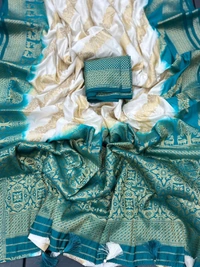 Antique Fashion 1 Exclusive heavy silk for  summer collection heavy viscose raw silk pattern  pattern in Banarsi zari weave - sky