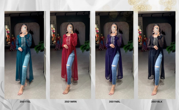 Antique Fashion 1 Get ready to look gorgeous on your classic event with vibrant color nayra cut kurti. - blue, Xl (42)