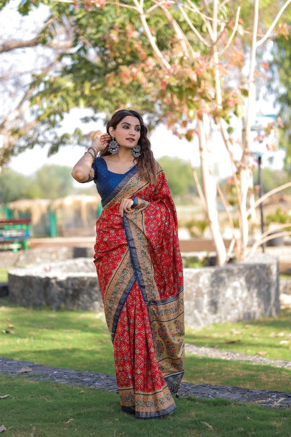Antique Fashion 1 Ceremony that marks the beginning not only of wedding celebrations but also  lifelong togetherness Get this beautiful dola silk saree with for upcoming traditional event - Red