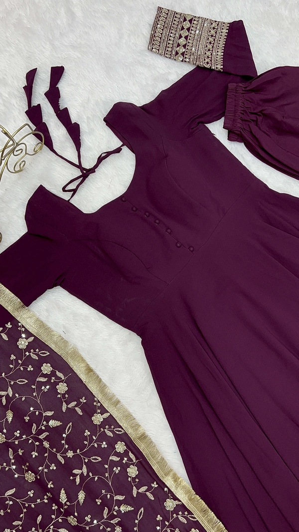 Antique Fashion  Anarkali Gown Suit  - Xxxl (46), wine