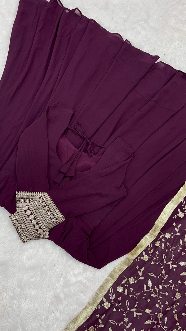Antique Fashion  Anarkali Gown Suit  - Xxxl (46), wine