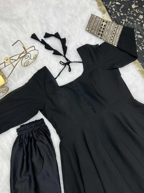 Antique Fashion  Anarkali Gown Suit  - Xxxl (46), Black