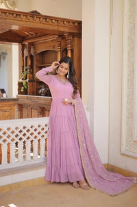 Antique Fashion 1 GOWN WITH DUPATTA - lavender, Xxl (44)
