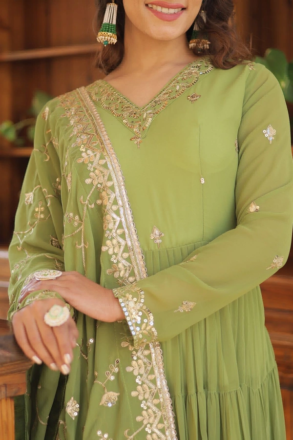 Antique Fashion 1 GOWN WITH DUPATTA - parrot green, Xxl (44)