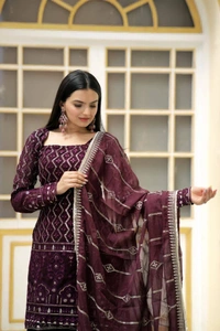 Antique Fashion 1 READYMADE TOP SHARARA DUPATTA COLLECTIONS  - Xl (42), wine