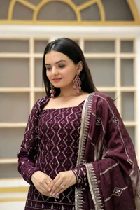 Antique Fashion 1 READYMADE TOP SHARARA DUPATTA COLLECTIONS  - Xl (42), wine