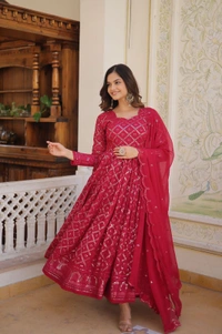 Antique Fashion 1  GOWN WITH DUPATTA COLLECTIONS  - rani, Xl (42)