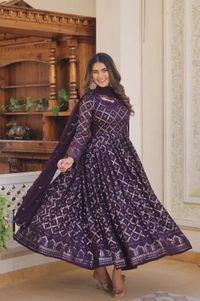 Antique Fashion 1  GOWN WITH DUPATTA COLLECTIONS  - wine, Xl (42)