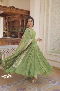 Antique Fashion 1 GOWN WITH DUPATTA - parrot green, S (36)