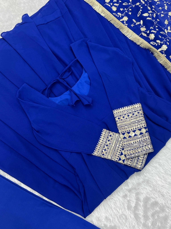 Antique Fashion  Anarkali Gown Suit  - Xxxl (46), Blue