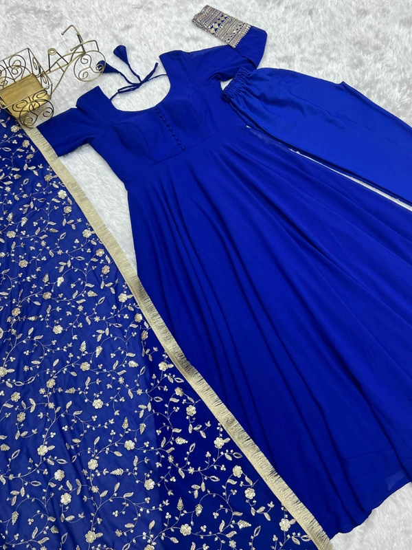 Antique Fashion  Anarkali Gown Suit  - Xxl (44), Blue