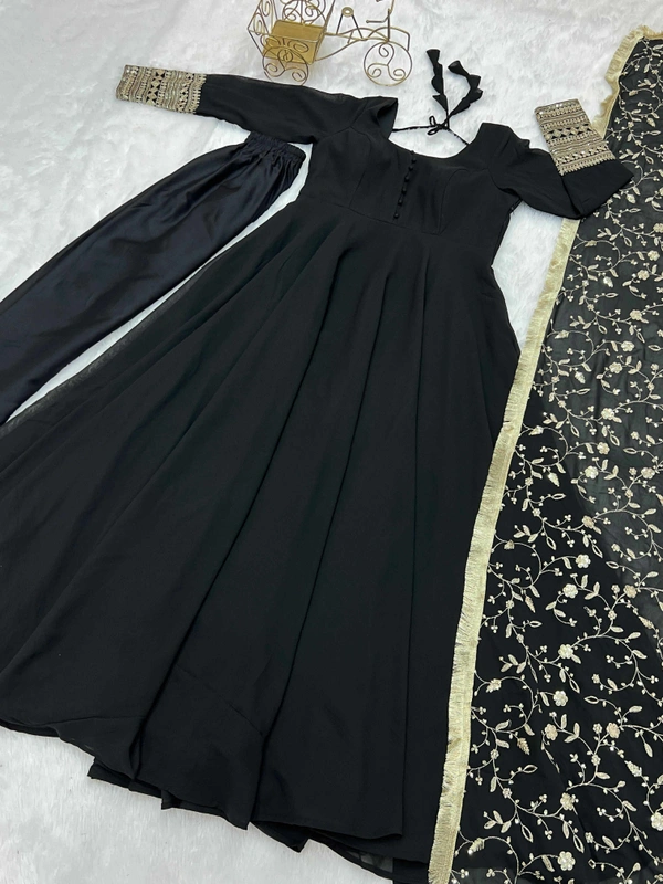 Antique Fashion  Anarkali Gown Suit  - X's (34), Black