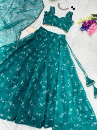Antique Fashion 1  Printed Organza silk lehnga choli 