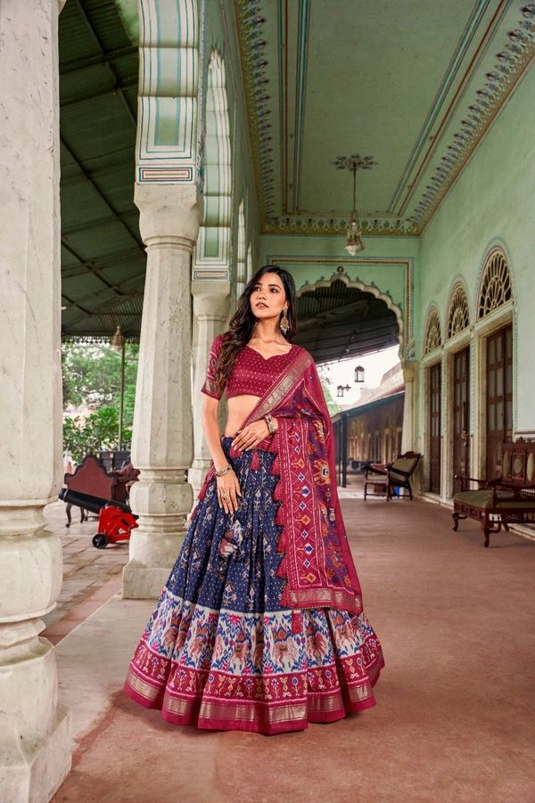 Antique Fashion  Wearing this lehenga showcase your style and homage to the cultural traditions and customs associated with festivals and wedding - Purple