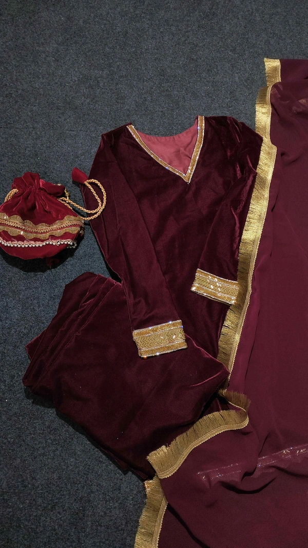 Antique Fashion Plazo Set Velvet  - L (40)