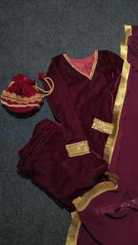 Antique Fashion 1 Plazo Set Velvet  - Xl (42)