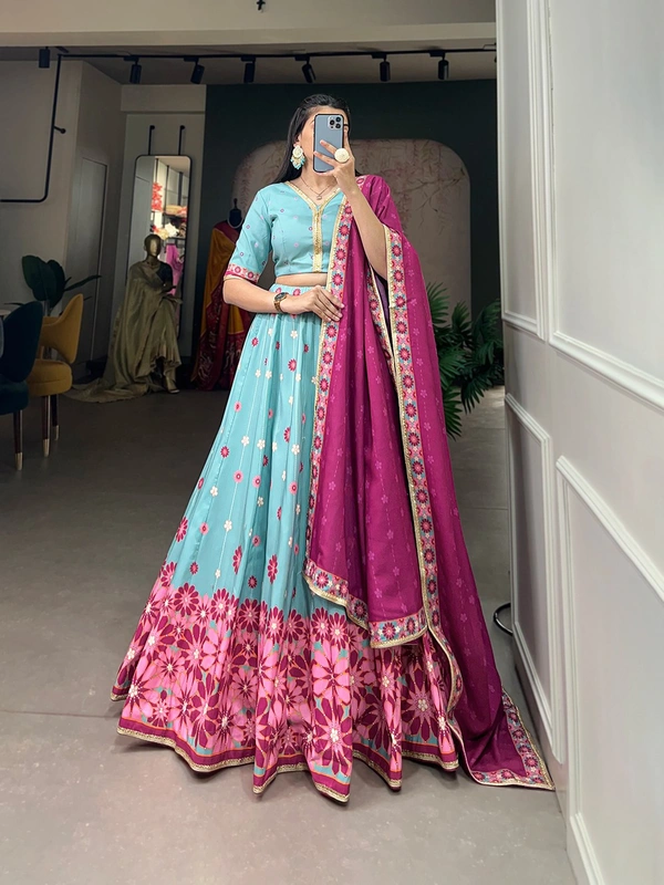 Antique Fashion  Lehenga choli - sky blue
