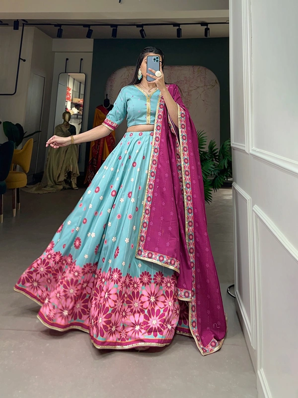 Antique Fashion  Lehenga choli - sky blue