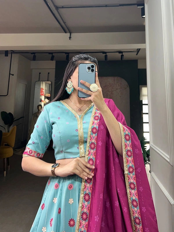 Antique Fashion  Lehenga choli - sky blue