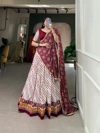 Antique Fashion 1 Elegance in simplicity grace in cotton Adorn yourself in the beauty of a cotton lehenga choli  - wine
