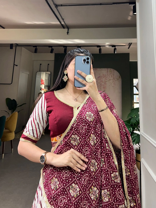 Antique Fashion  Elegance in simplicity grace in cotton Adorn yourself in the beauty of a cotton lehenga choli  - wine