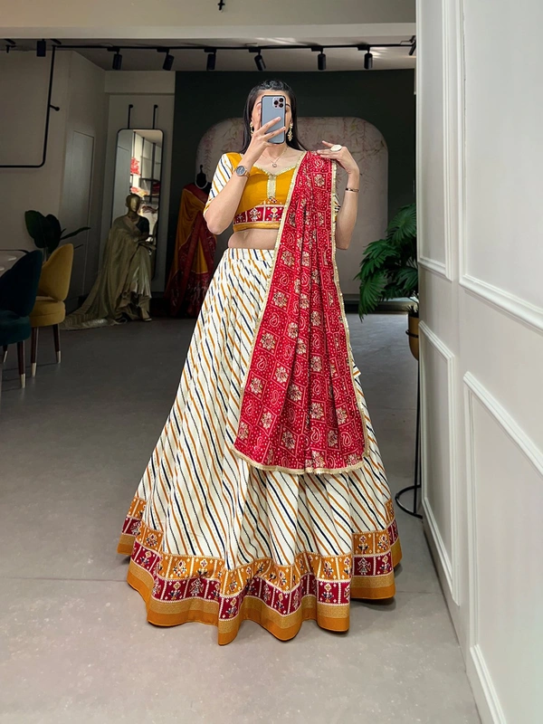 Antique Fashion 1 Elegance in simplicity grace in cotton Adorn yourself in the beauty of a cotton lehenga choli  - mustard