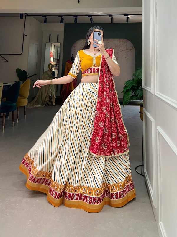 Antique Fashion 1 Elegance in simplicity grace in cotton Adorn yourself in the beauty of a cotton lehenga choli  - mustard