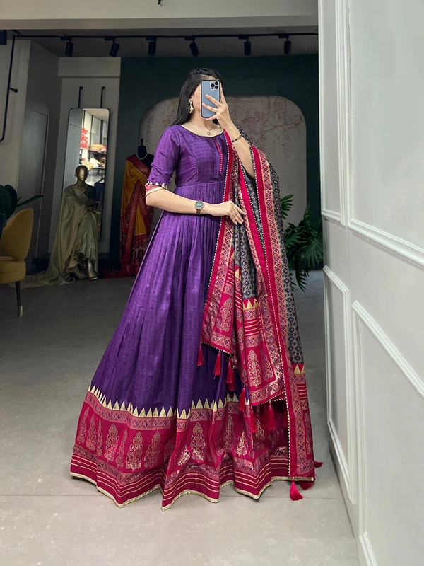 Antique Fashion  Ready to Wear Gown - Purple, M