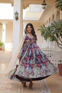 Antique Fashion 1 PREMIUM READYMADE ALIA CUT GOWN WITH DUPATTA SET - Xxl (44), colour 1
