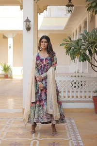 Antique Fashion 1 PREMIUM READYMADE ALIA CUT GOWN WITH DUPATTA SET - Xxl (44), colour 1