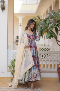 Antique Fashion 1 PREMIUM READYMADE ALIA CUT GOWN WITH DUPATTA SET - Xxl (44), colour 1