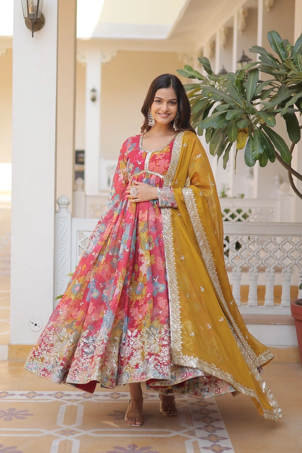Antique Fashion 1 PREMIUM READYMADE ALIA CUT GOWN WITH DUPATTA SET - Xl (42), colour 2