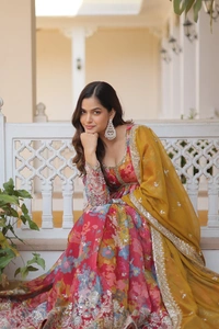 Antique Fashion 1 PREMIUM READYMADE ALIA CUT GOWN WITH DUPATTA SET - Xl (42), colour 2