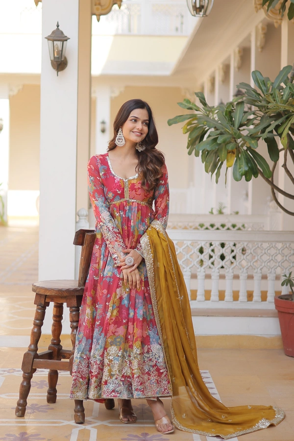 Antique Fashion 1 PREMIUM READYMADE ALIA CUT GOWN WITH DUPATTA SET - L (40), colour 2