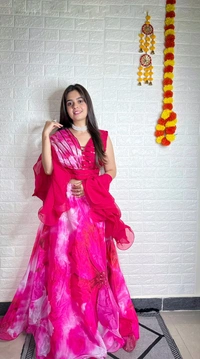 Antique Fashion 1 Exclusive Trending Floral Print Lehenga Choli - pink