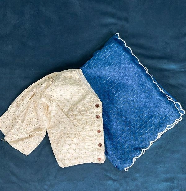 Antique Fashion  Saree Gadhawal Chex - Blue