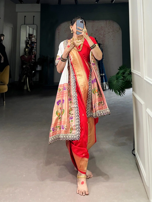 Antique Fashion 1 Jacquard Silk Sarees - Red