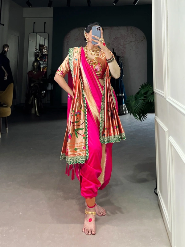 Antique Fashion 1 Marathi Look Sarees - Pink