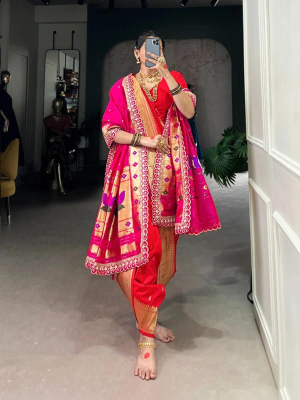 Antique Fashion 1 Marathi Look Sarees - Red