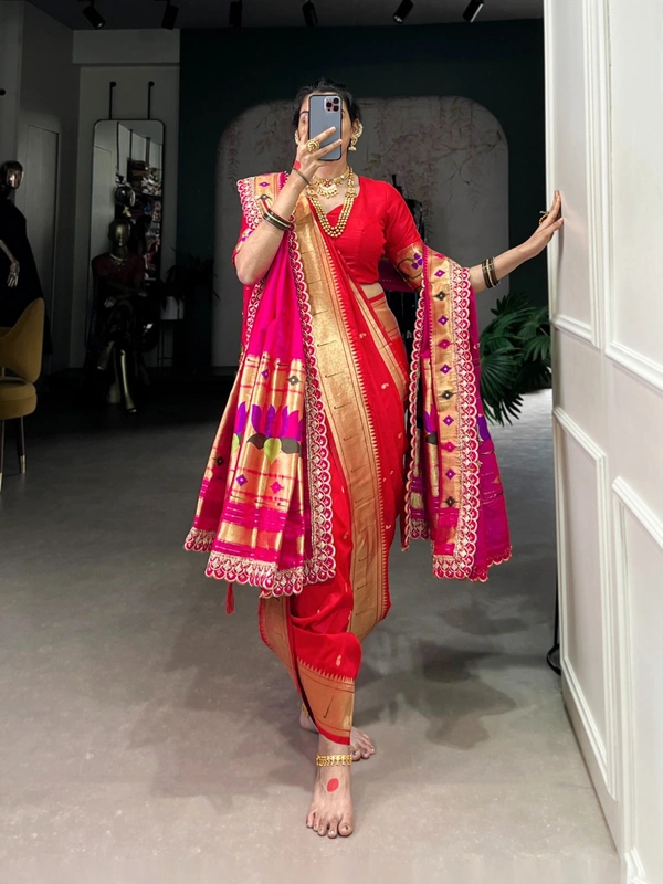 Antique Fashion 1 Marathi Look Sarees - Red