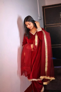 Antique Fashion 1 Plazo Set Velvet  - S (36)