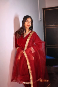 Antique Fashion 1 Plazo Set Velvet  - S (36)