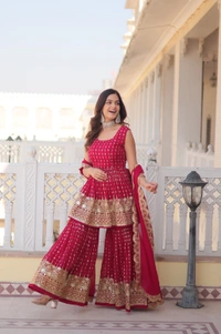 Antique Fashion 1 READYMADE KURTI GHARARA DUPATTA - Xl (42), rani